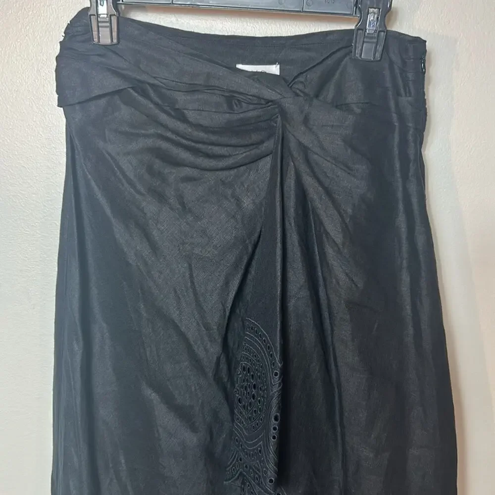 NEW A.L.C. Heather black linen eyelet hi lo skirt